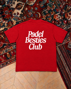 Padel Besties Club, red t-shirt with white print, back