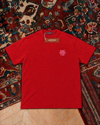 Padel Besties Club, red t-shirt with pink print, front