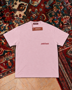 Padel stole all my money, pink t-shirt with red print, front