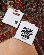Padel Beast Club tee in white, folded front and back