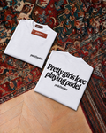 Padel Pretty Girls tee in white, folded front and back