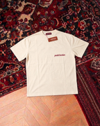 Padel Pretty Girls cream tee front, new neck label and hangtag