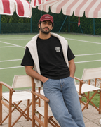Padel Beast Club black tee on a man, front