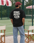 Padel Beast Club black tee on a man, back print