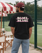 Padel Beast Arabic black tee on a man, back print