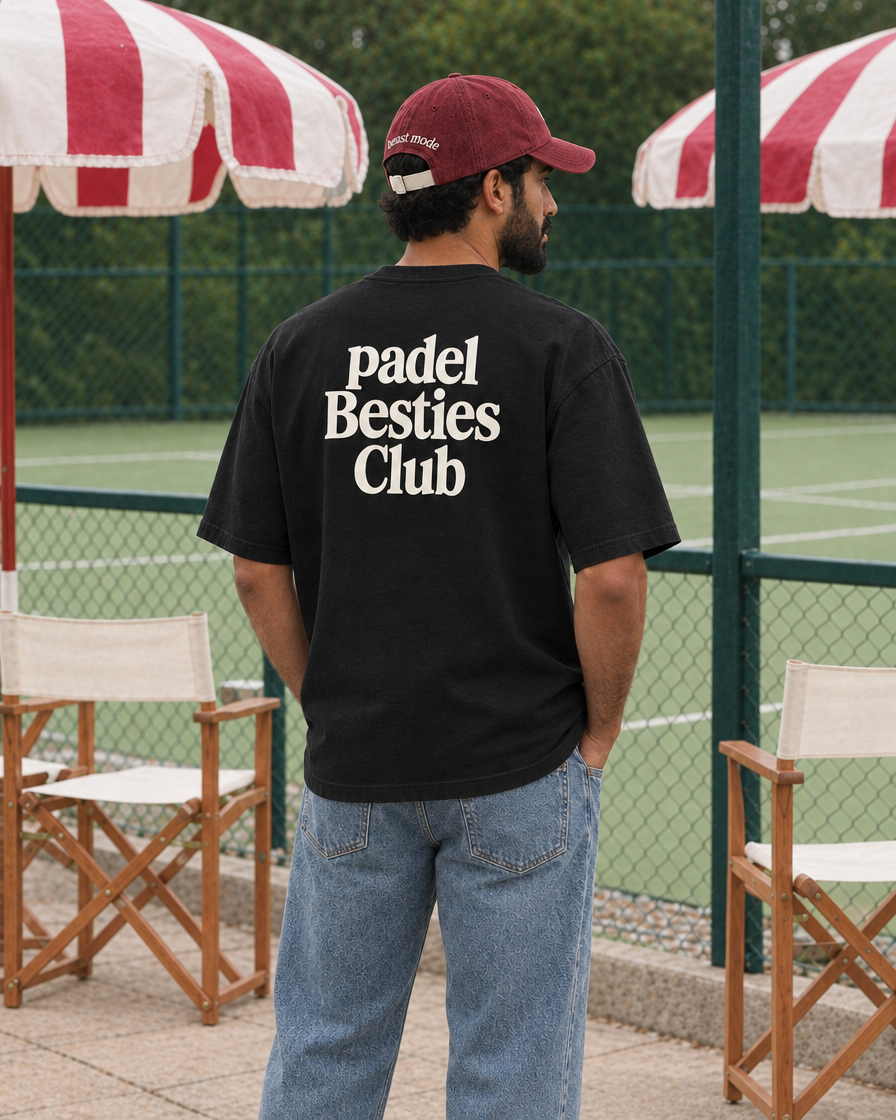Padel Besties Club black tee - man back