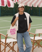 Padel Besties Club black tee - woman front