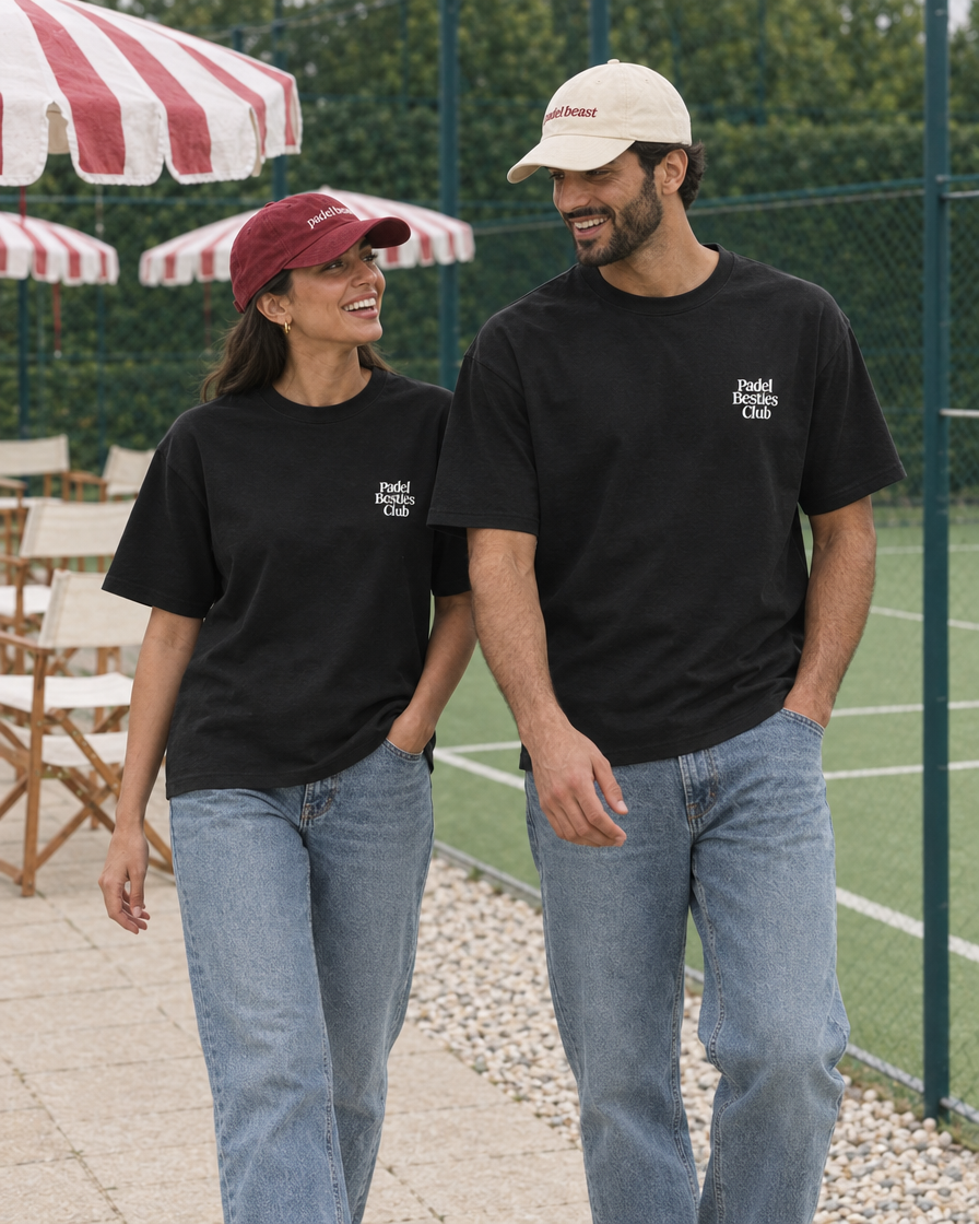 Padel Besties Club black tee - couple