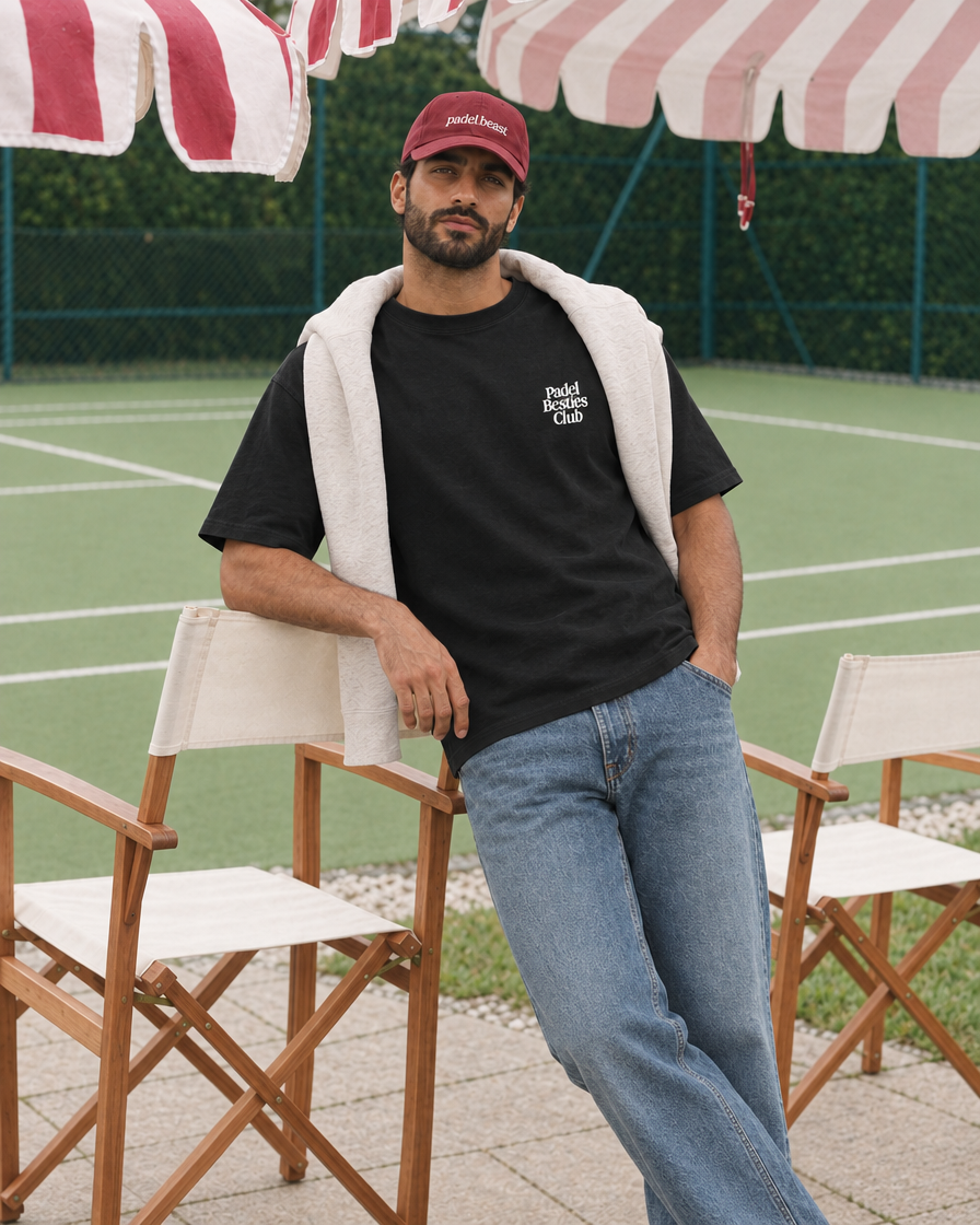 Padel Besties Club black tee - man front