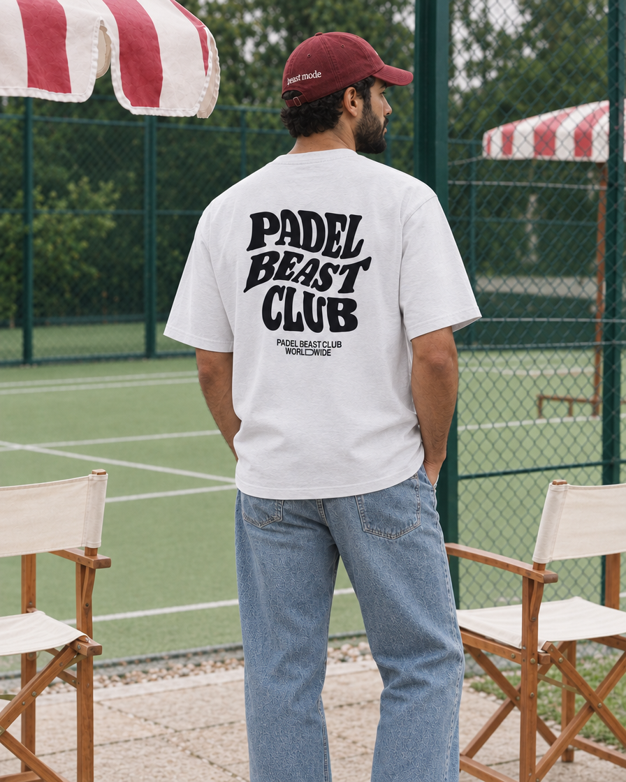 Padel Beast Club white tee - man back