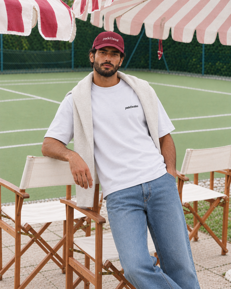 Pretty Girls Love Playing Padel white tee - man front