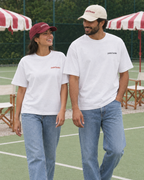 Pretty Girls Love Playing Padel white tee - couple
