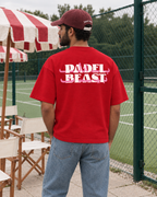 Padel Beast Arabic red tee - man back