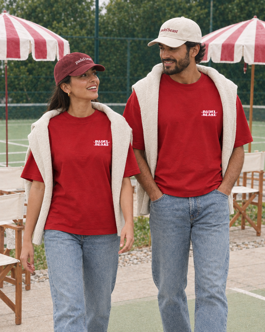 Padel Beast Arabic red tee - couple