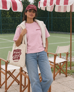 Padel stole all my money pink tee, red print - woman front